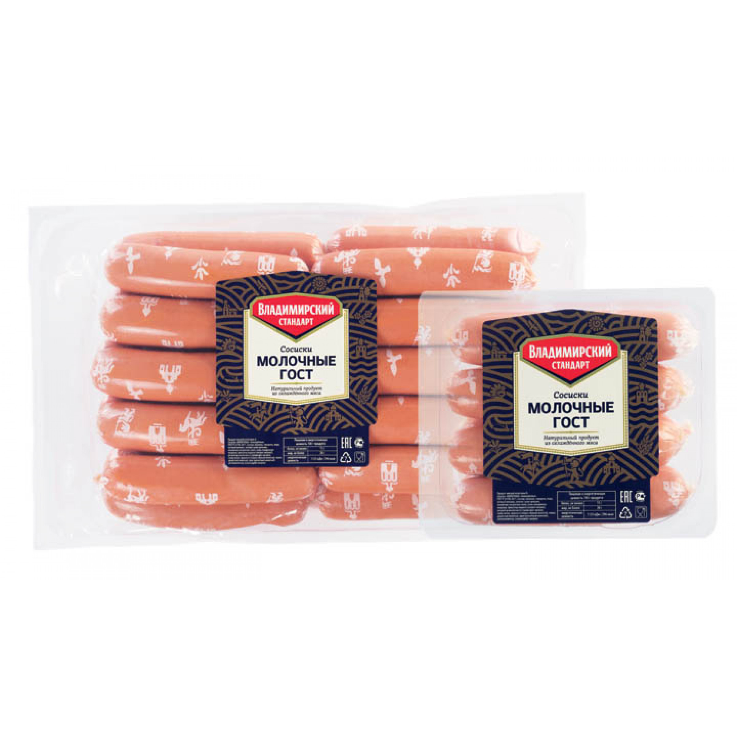 Сосиски молочные гост, 1.2кг Влад. Стандарт